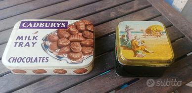 Coppia scatole di latta PRIMIZIA e CADBURYS