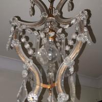 Lampadario con prismi di cristallo 