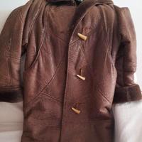 Montone da donna vintage, con vera pelle