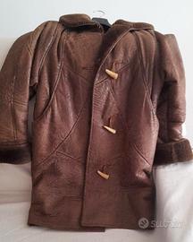 Montone da donna vintage, con vera pelle