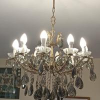 Lampadario con gocce di cristallo Murano anni '60