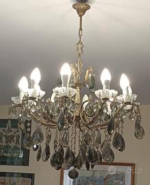 Lampadario con gocce di cristallo Murano anni '60