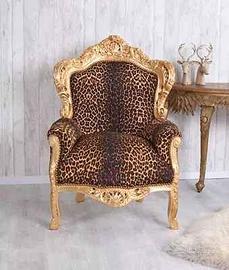 poltrona trono stile barocco stampa animalier 