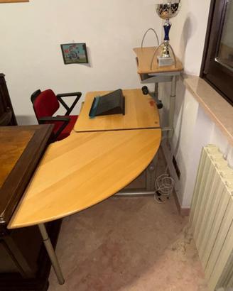 Scrivania ergonomica pc MOLL faggio massiccio 5pz