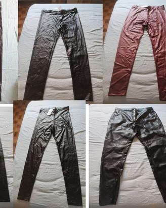 leggings in similpelle e tessuto