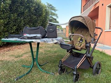 Cybex Priam Platinum Rose Gold + Storksak + Footmu