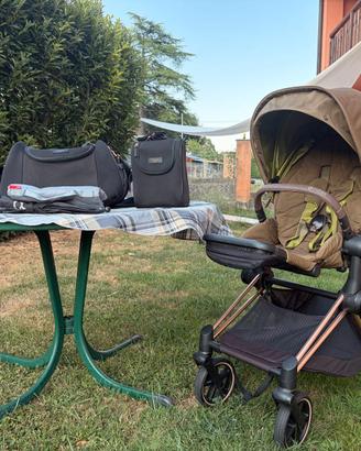 Cybex Priam Platinum Rose Gold + Storksak + Footmu