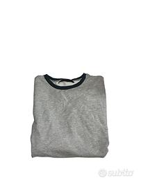 Maglione grigio-rosso a maniche lunghe