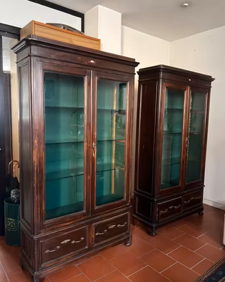 Antica Vetrina Libreria da Farmacia d'Epoca (3 pz)
