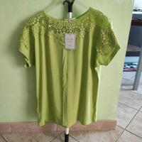 Maglia Estiva Verde Prato con Ricamo Crochet