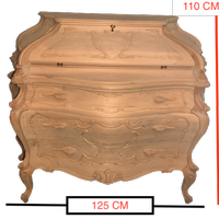 Comò secreter scrittorio intagliato a mano