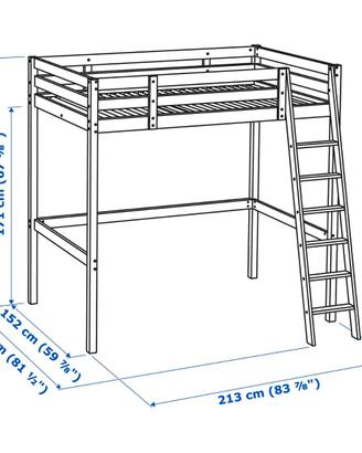 Letto a soppalco ikea una piazza e mezza bianco