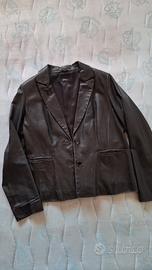 giacca in pelle, donna. nero, taglia 44 