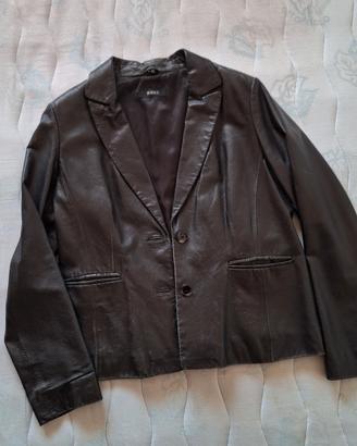 giacca in pelle, donna. nero, taglia 44 