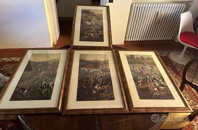 Serie di 4 stampe inglesi di caccia a cavallo