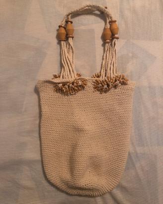 Borsa borsetta uncinetto beige Vintage anni 90