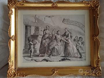 Incisione antica incorniciata rococò, Venezia