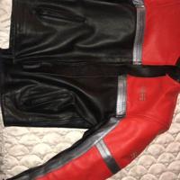 Giacca moto donna con prptezioni rossa/nera