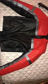 Giacca moto donna con prptezioni rossa/nera