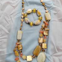 Set collana pietre dure e bracciale color ambra