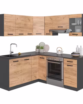 Cucina Ad Angolo Rick Quercia/Antracite Nuovo Da E
