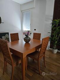 Tavolo Pranzo Ciliegio Allungabile  + 4 Sedie
