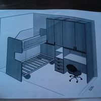 Cameretta componibile Ciliegio/Rosso pari a nuovo