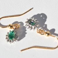 Orecchini Oro 18kt 24 Diamanti naturali e Smeraldo