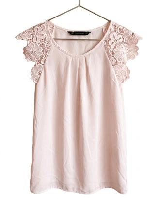 Blusa rosa  Zara con maniche in pizzo

