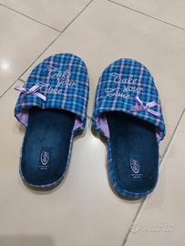 Pantofole Donna a Quadri Blu/Lilla - Griff