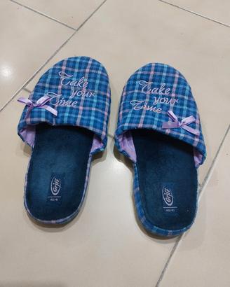 Pantofole Donna a Quadri Blu/Lilla - Griff