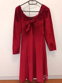 Abito elegante in velluto rosso donna taglia S/M