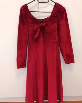 Abito elegante in velluto rosso donna taglia S/M
