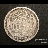 Moneta 10 Piastres  Argento Egitto "Hussein Kamil"
