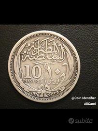 Moneta 10 Piastres  Argento Egitto "Hussein Kamil"