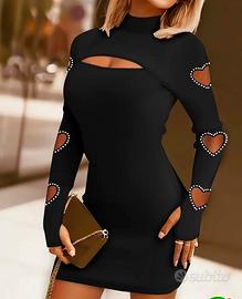 abito elegante corto nero taglia M