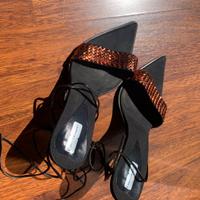 Sandali donna neri con paillettes - Tacco 11
