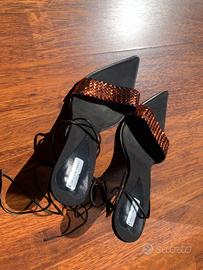 Sandali donna neri con paillettes - Tacco 11