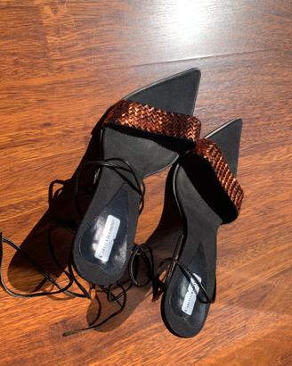 Sandali donna neri con paillettes - Tacco 11