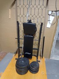 panca palestra multifunzione con bilanciere e pesi