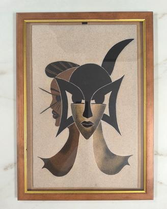 Quadro etnico Senegal in pittura di sabbia 40x55