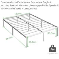 struttura letto in acciaio 120x190