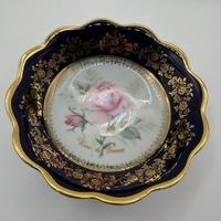 Piattino Vintage in porcellana Limoges blu e oro