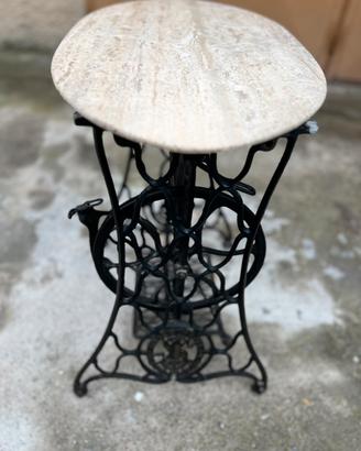 Tavolino Singer con piano in marmo travertino roma