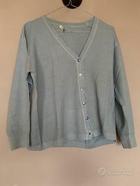 Cardigan grigio polvere/azzurro in lana