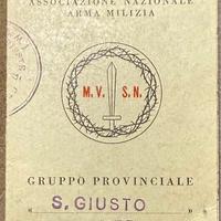 Tessera Nazionale Arma Milizia M.V.S.N.