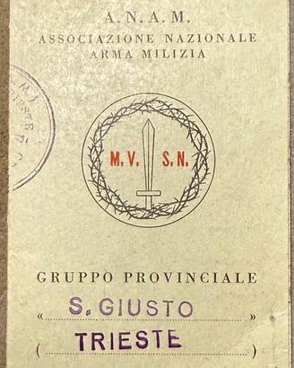 Tessera Nazionale Arma Milizia M.V.S.N.