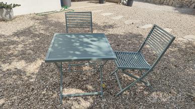 Set tavolino con 2 sedie nuovi alluminio