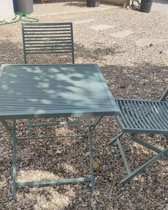 Set tavolino con 2 sedie nuovi alluminio
