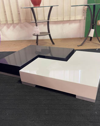 Tavolino basso bianco nero lucido Nuovo da esposiz